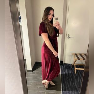 Baltic Born Andi Ribbed Velvet Wrap Dress, M , Mulberry